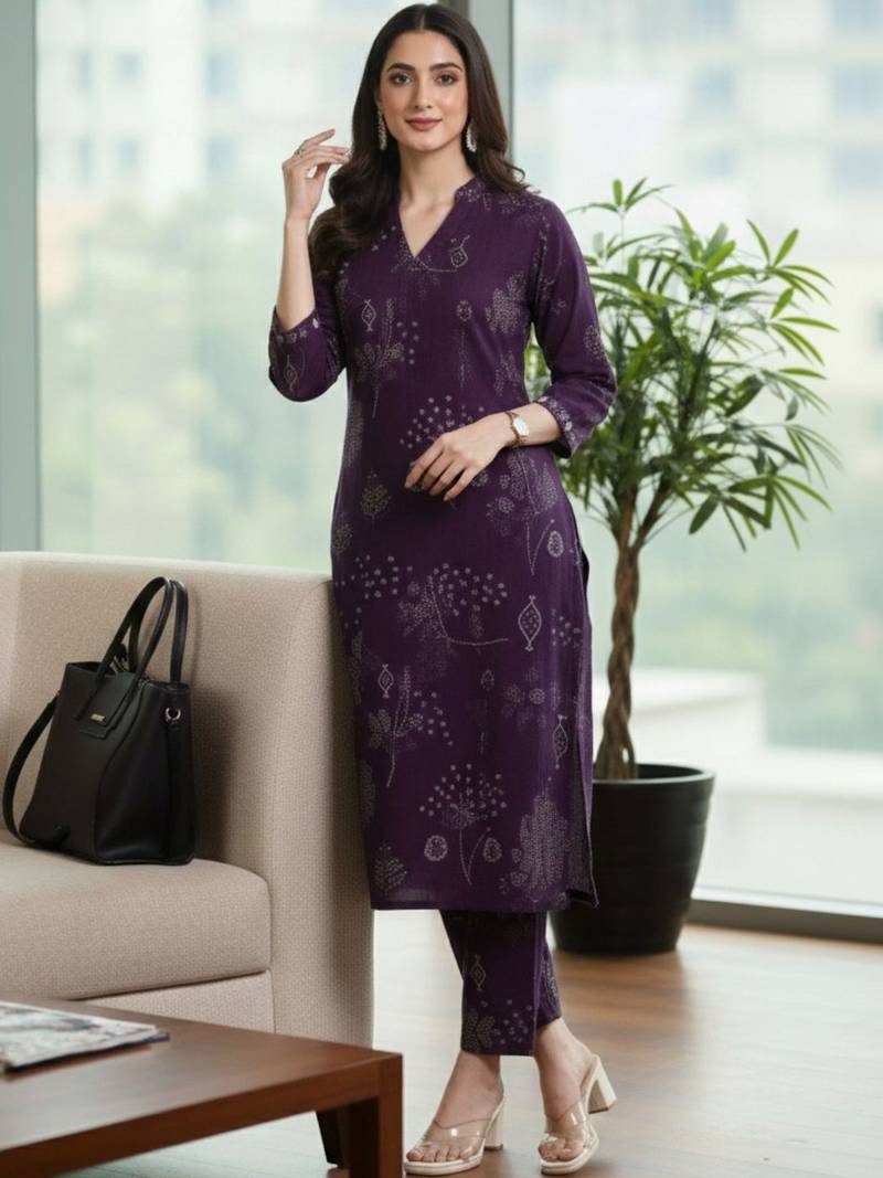 Women Bandhani Printed Regular Beads and Stones Kurta with Trousers