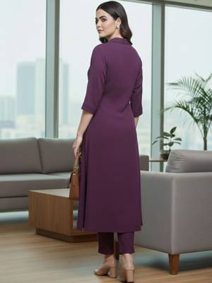Women Regular Silk Crepe Kurta with Trousers 3
