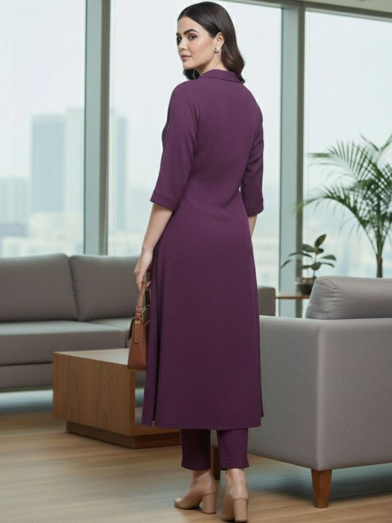 Women Regular Silk Crepe Kurta with Trousers