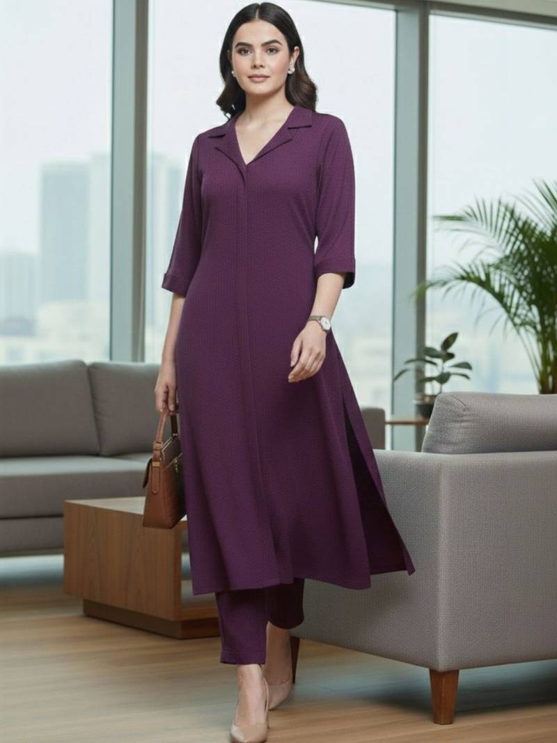 Women Regular Silk Crepe Kurta with Trousers