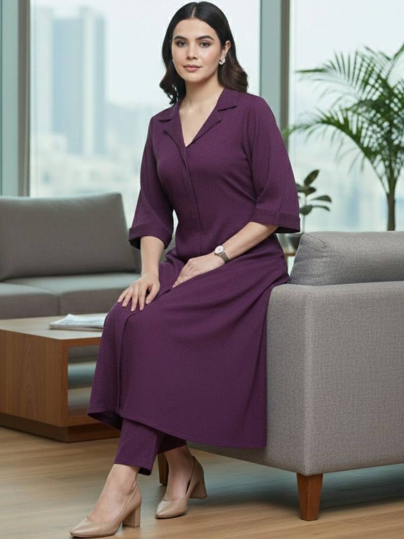 Women Regular Silk Crepe Kurta with Trousers