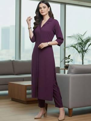 Women Regular Silk Crepe Kurta with Trousers 6