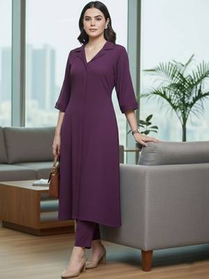 Women Regular Silk Crepe Kurta with Trousers 7