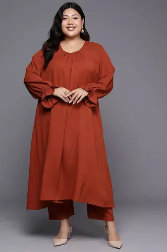 Plus Size Bell Sleeves Kurta with Trousers
