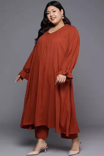 Plus Size Bell Sleeves Kurta with Trousers