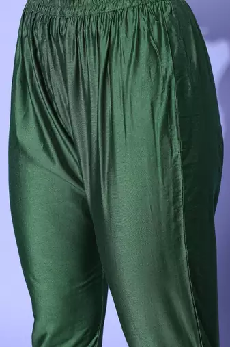 Women Ethnic Motifs Printed Regular Thread Work Chanderi Silk Kurta with Trousers & With Dupatta
