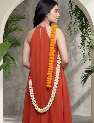 Women Ethnic Motifs Embroidered Regular Thread Work Silk Georgette Kurta with Palazzos 4