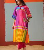 Women Striped Regular Kurta with Trousers