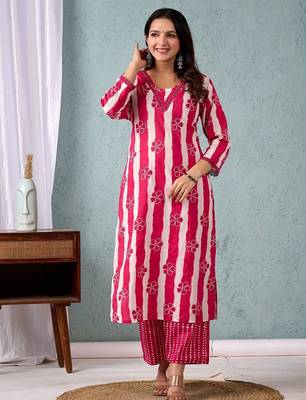Stripper with Floral Printed Kurta with Trouser & Dupatta 1