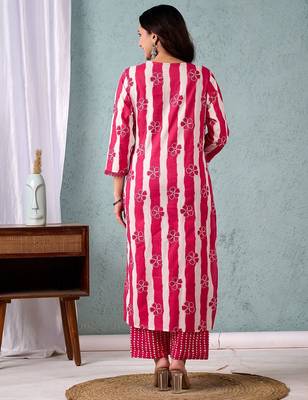 Stripper with Floral Printed Kurta with Trouser & Dupatta 4