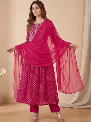 Women Ethnic Motifs Printed Regular Thread Work Kurta with Trousers & With Dupatta 1