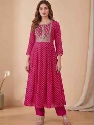 Women Ethnic Motifs Printed Regular Thread Work Kurta with Trousers & With Dupatta 3