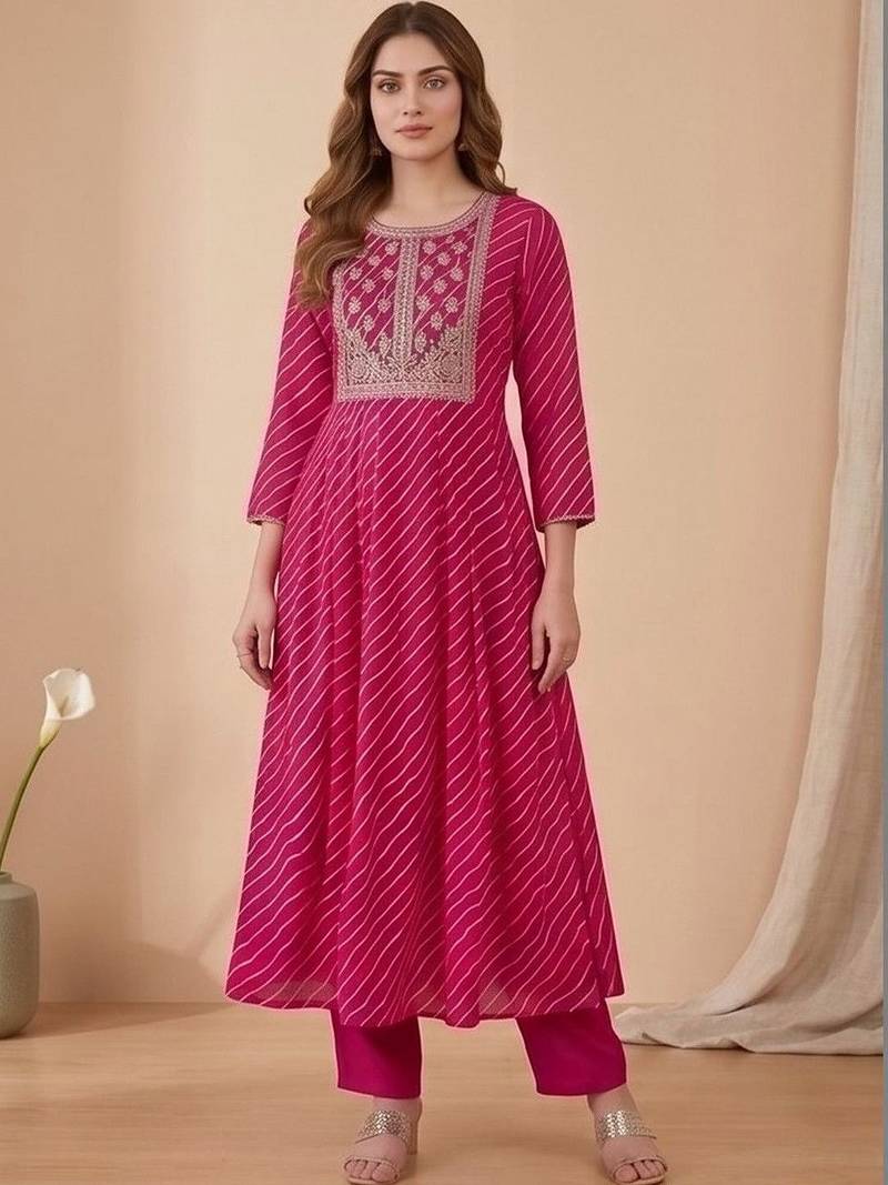 Women Ethnic Motifs Printed Regular Thread Work Kurta with Trousers & With Dupatta