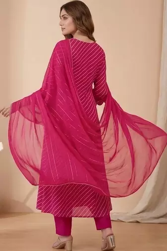 Women Ethnic Motifs Printed Regular Thread Work Kurta with Trousers & With Dupatta