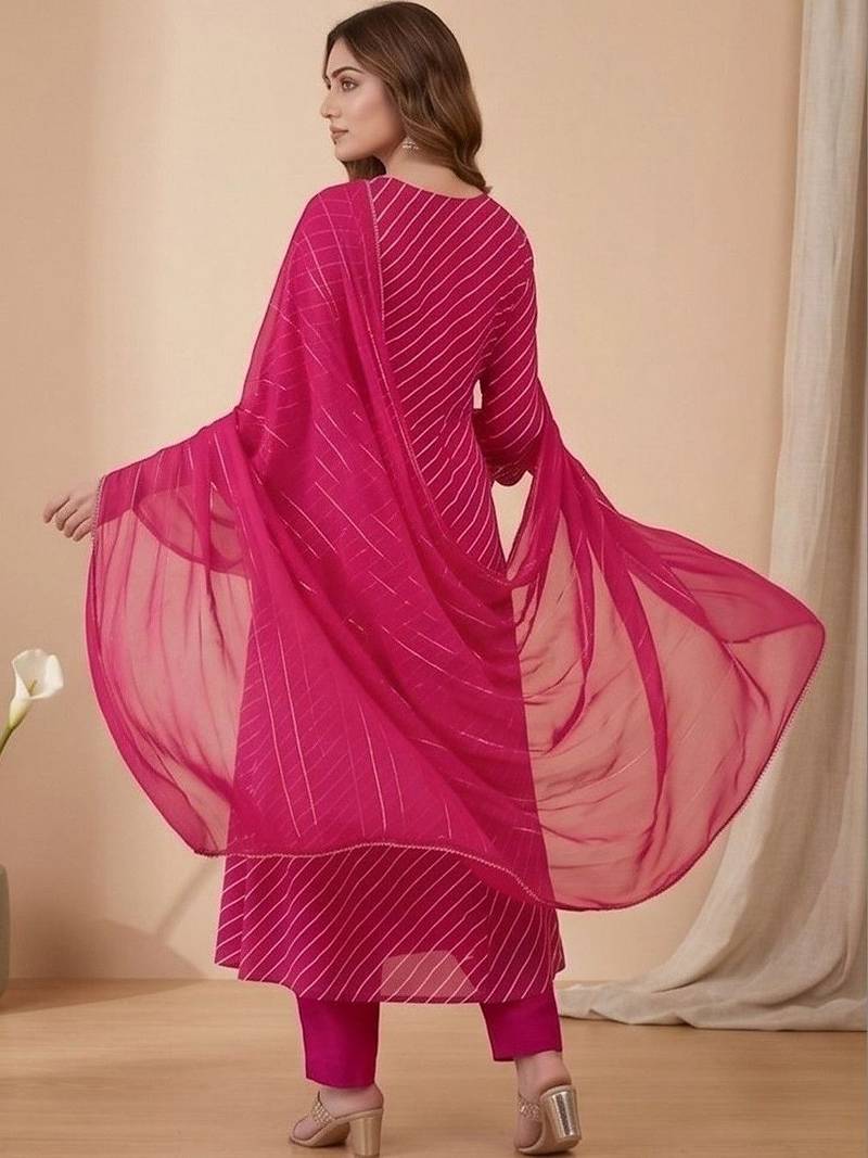 Women Ethnic Motifs Printed Regular Thread Work Kurta with Trousers & With Dupatta