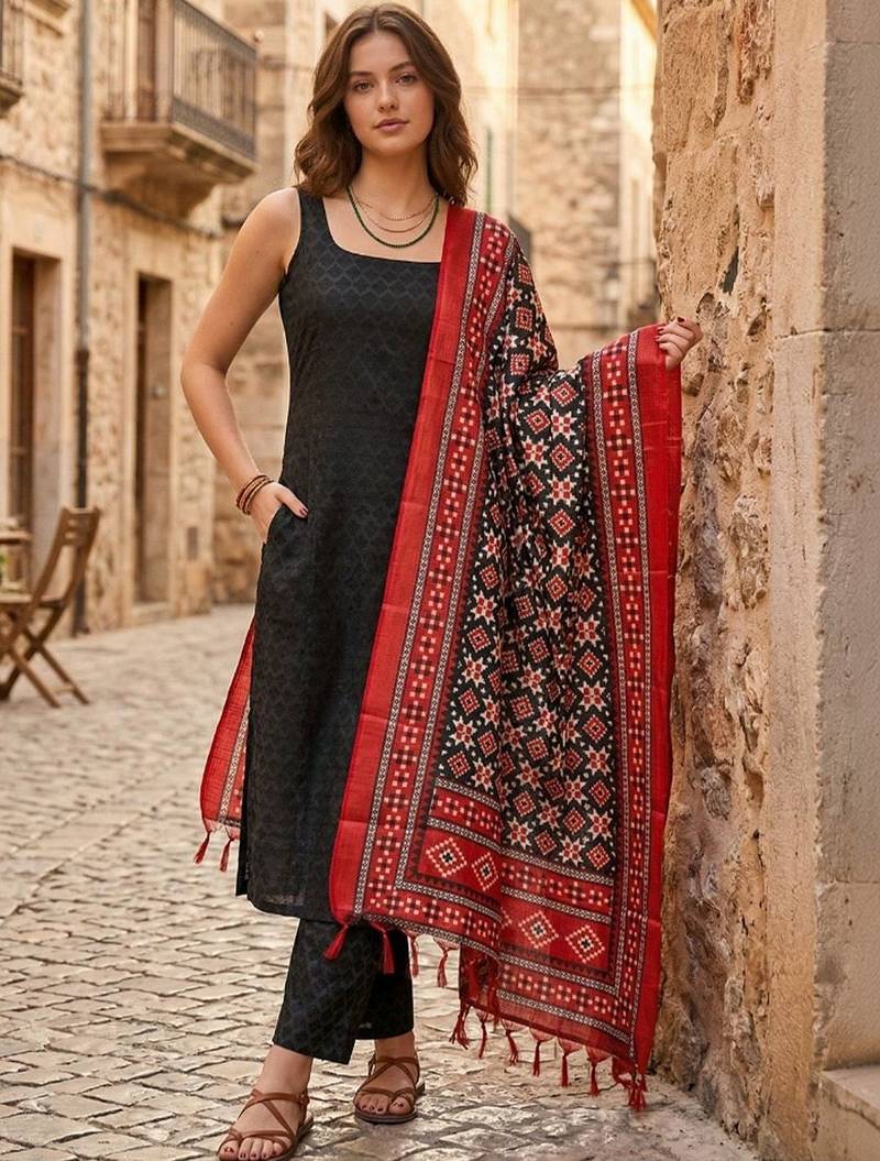 Women Regular Kurta with Trousers & With Dupatta