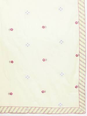 Women Floral Embroidered Regular Mirror Work Pure Cotton Kurta with Trousers & With Dupatta 4