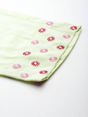 Women Floral Embroidered Regular Mirror Work Pure Cotton Kurta with Trousers & With Dupatta 8