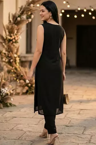 Women Embroidered Regular Kurta with Trousers