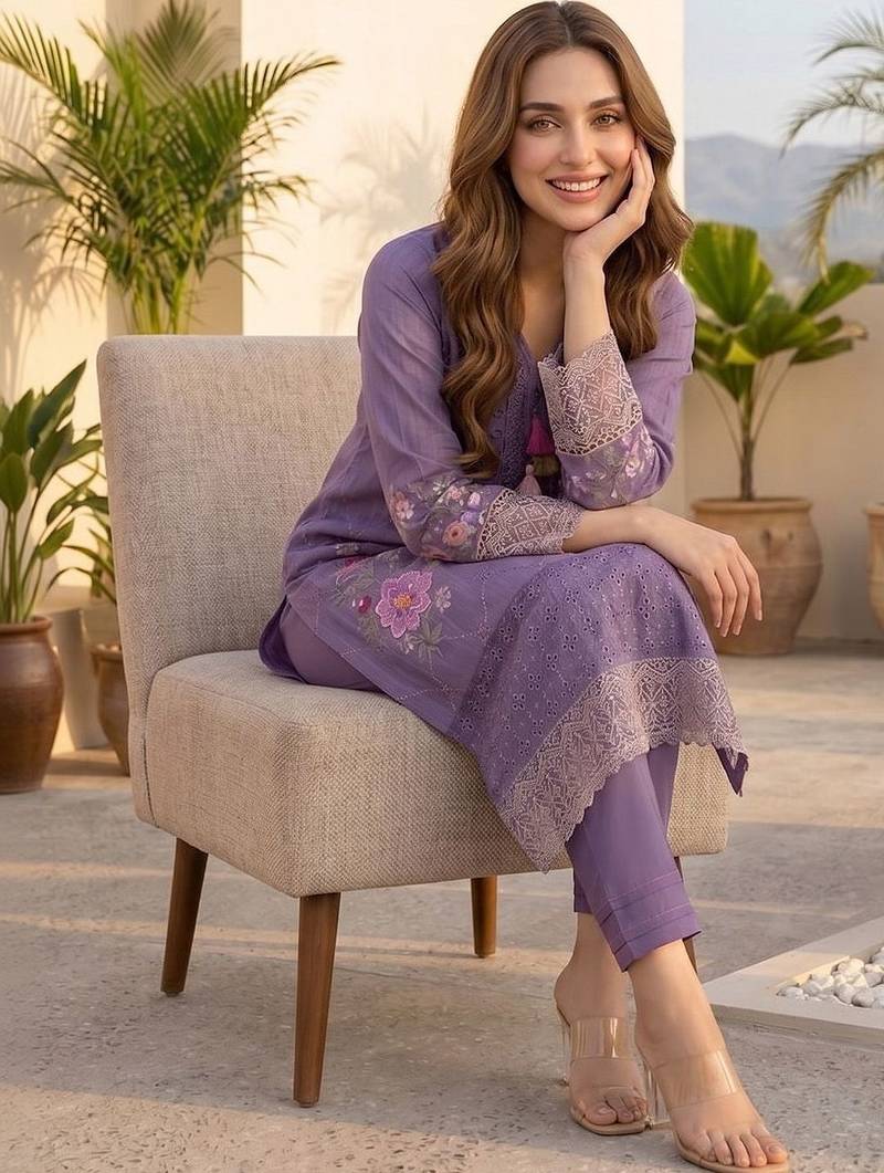 Women Floral Embroidered Regular Thread Work Pure Cotton Kurta with Trousers & With Dupatta
