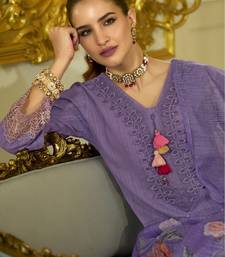 Nazrana Floral Thread Embroidered Schiffli Orangza Lace Kurta Trouser & Dupatta