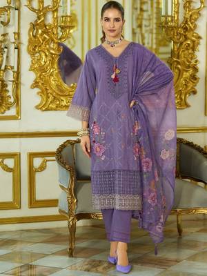 Nazrana Floral Thread Embroidered Schiffli Orangza Lace Kurta Trouser & Dupatta 1