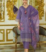Nazrana Floral Thread Embroidered Schiffli Orangza Lace Kurta Trouser & Dupatta
