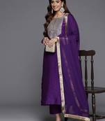 Embroidered Sequinned Chanderi Silk Kurta with Trousers & Dupatta