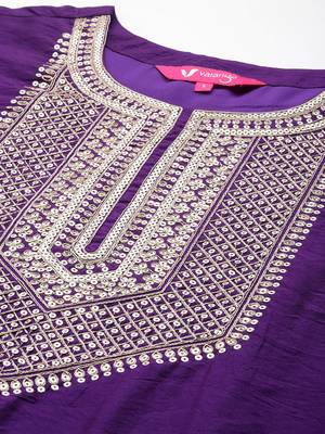 Embroidered Sequinned Chanderi Silk Kurta with Trousers & Dupatta 2