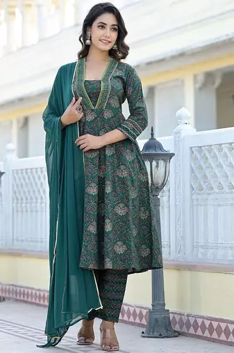 Women Ethnic Motifs Printed Gotta Patti Cotton Kurta with Trousers & Dupatta