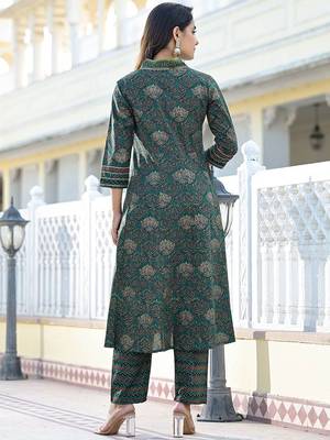 Women Ethnic Motifs Printed Gotta Patti Cotton Kurta with Trousers & Dupatta 5