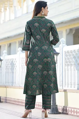 Women Ethnic Motifs Printed Gotta Patti Cotton Kurta with Trousers & Dupatta