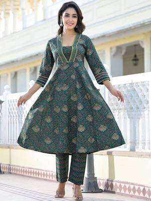 Women Ethnic Motifs Printed Gotta Patti Cotton Kurta with Trousers & Dupatta 6