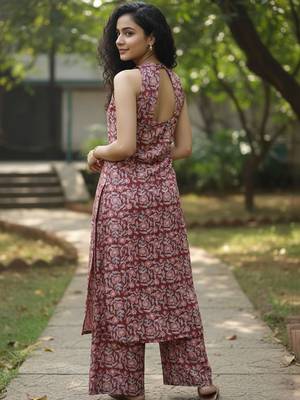 Women Floral Printed Regular Pure Cotton Kurta with Palazzos 3