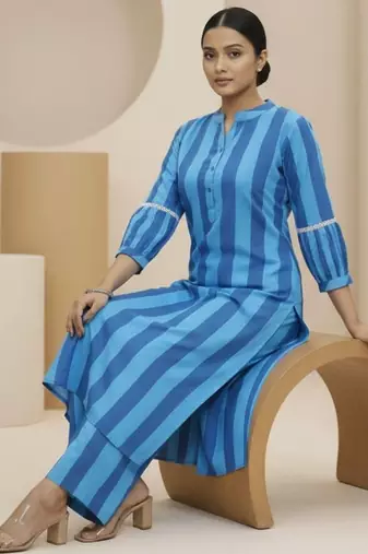 Women Printed Regular Kurta with Trousers