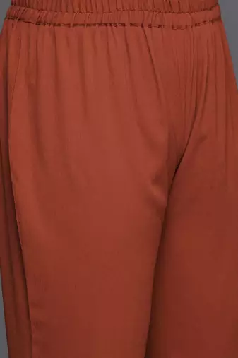Women Regular Silk Crepe Kurta with Trousers