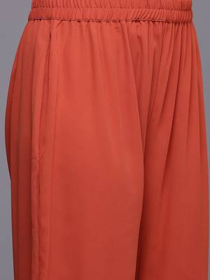 Floral Yoke Design Thread Work Pleated Silk Georgette A-Line Kurta with Trousers 3