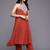 Floral Yoke Design Thread Work Pleated Silk Georgette A-Line Kurta with Trousers