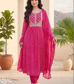 Women Printed Regular Thread Work Kurta with Trousers & With Dupatta