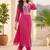 Women Printed Regular Thread Work Kurta with Trousers & With Dupatta