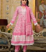 Floral Printed Panelled Pure Cotton Kurta with Trouser & Dupatta