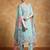 Floral Embroidered Thread Work Pure Cotton Straight Kurta With Trousers & Dupa