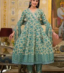 Ethnic Motifs Printed Mirror Work Pure Cotton Kurta with Trousers & Dupatta