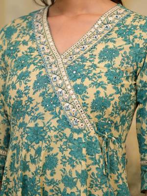 Ethnic Motifs Printed Mirror Work Pure Cotton Kurta with Trousers & Dupatta 2
