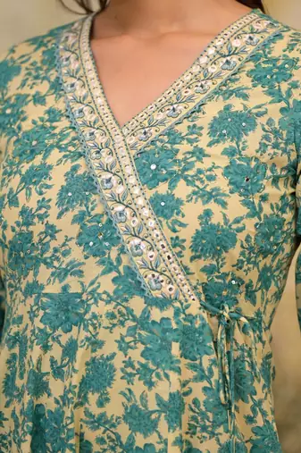 Ethnic Motifs Printed Mirror Work Pure Cotton Kurta with Trousers & Dupatta