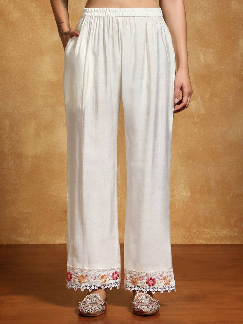 Women Floral Embroidered Regular Thread Work Pure Cotton Kurta with Trousers & With Dupatta