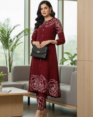 Women Floral Printed Regular Pure Cotton Kurta with Trousers 1