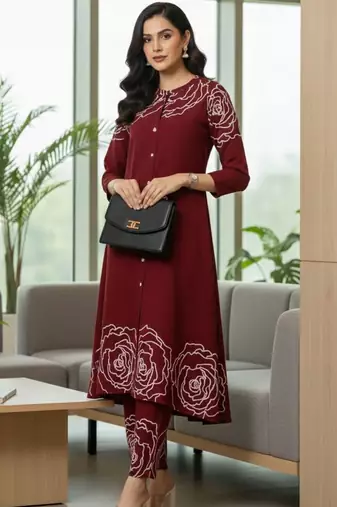 Women Floral Printed Regular Pure Cotton Kurta with Trousers