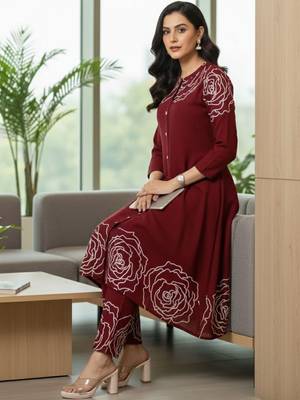 Women Floral Printed Regular Pure Cotton Kurta with Trousers 2