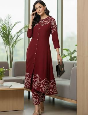 Women Floral Printed Regular Pure Cotton Kurta with Trousers 4